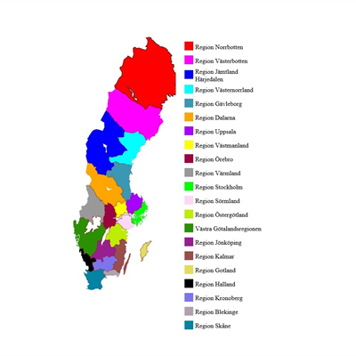 sveriges regioner fyrkant i f&#228;rg